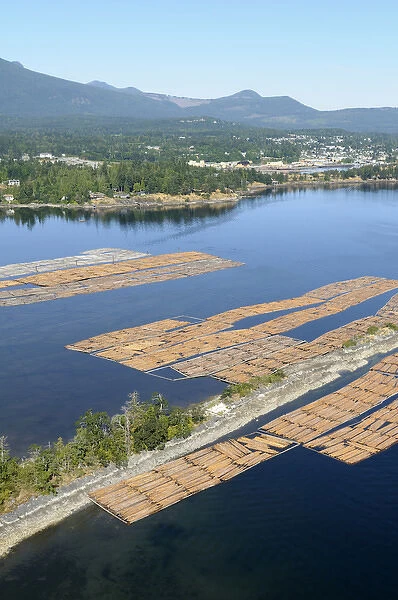 Canada, British Columbia, Log booms stored in the Shoal Islands, Chemainus River Estuary