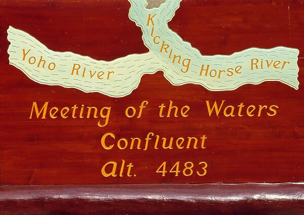 Canada, British Columbia, Meeting of the Waters. The Meeting of the Waters sign makes