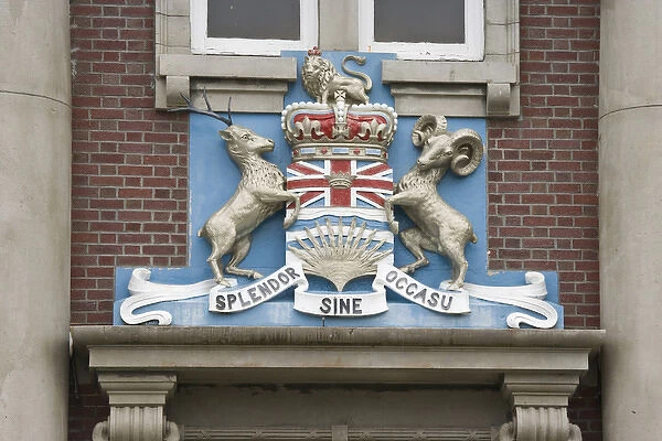 Canada, British Columbia, Prince Rupert. Coat of arms over doorway. Credit as: Don