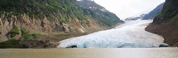 Canada, British Columbia, Stewart, View of Bear Glacier with Alpine lake and Coast