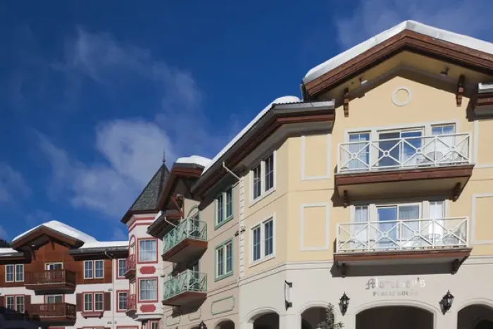 Framed Print : Canada, British Columbia, Sun Peaks, Sun Peaks Resort, ski lodges, winter