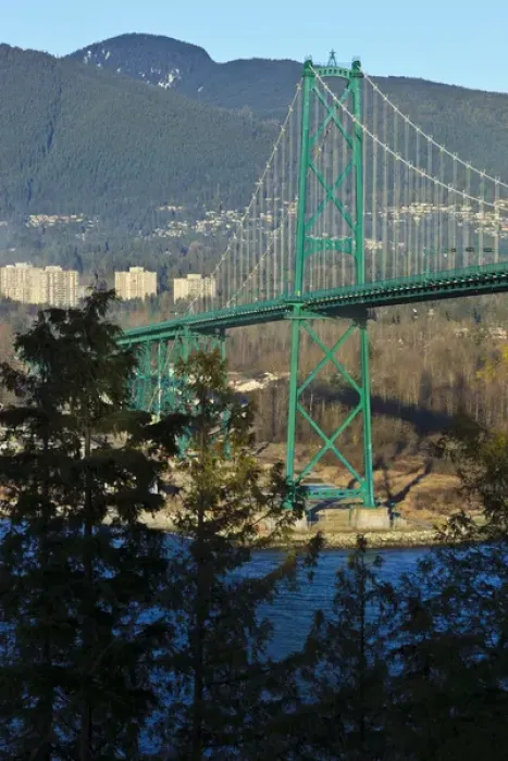 Framed Print : Canada, British Columbia, Vancouver, Stanley Park, part of the Lions Gate Bridge