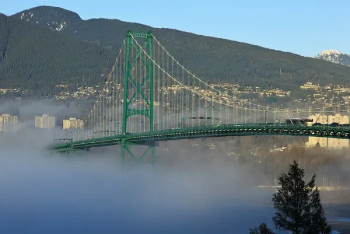 Framed Print : Canada, British Columbia, Vancouver, Stanley Park, part of the Lions Gate Bridge Framed Print : Canada, British Columbia, Vancouver, Stanley Park, part of the Lions Gate Bridge