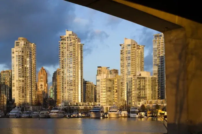Framed Print : Canada, British Columbia, Vancouver, buildings along False Creek, dawn Framed Print : Canada, British Columbia, Vancouver, buildings along False Creek, dawn