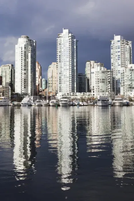 Framed Print : Canada, British Columbia, Vancouver, buildings along False Creek, morning Framed Print : Canada, British Columbia, Vancouver, buildings along False Creek, morning