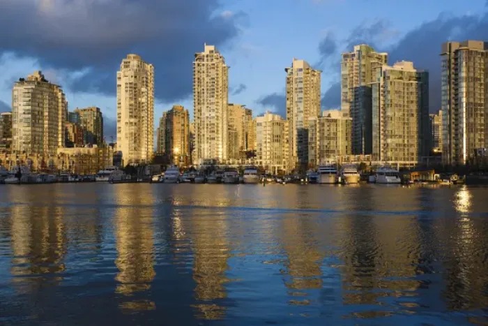 Framed Print : Canada, British Columbia, Vancouver, buildings along False Creek, dawn Framed Print : Canada, British Columbia, Vancouver, buildings along False Creek, dawn