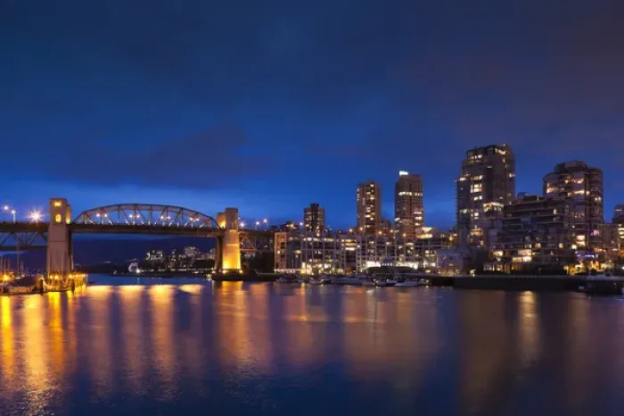 Framed Print : Canada, British Columbia, Vancouver, Granville Island, city view with Burrard Street Bridge Framed Print : Canada, British Columbia, Vancouver, Granville Island, city view with Burrard Street Bridge