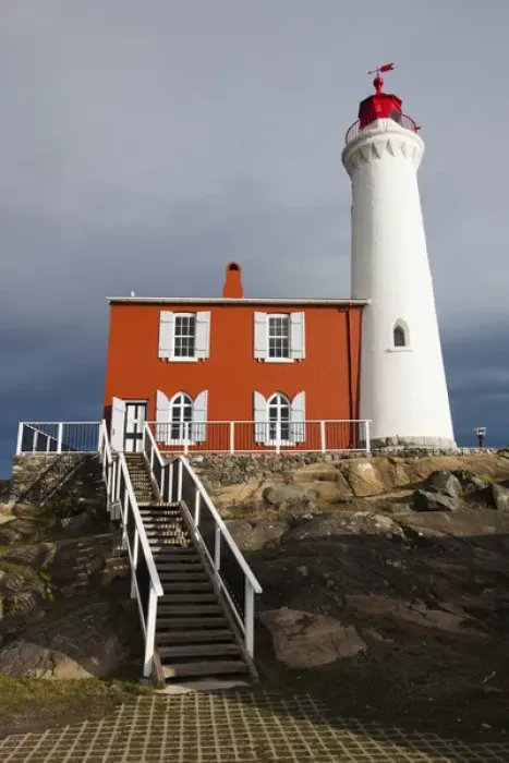 Framed Print : Canada, British Columbia, Vancouver Island, Victoria, Fisgard Lighthouse, exterior