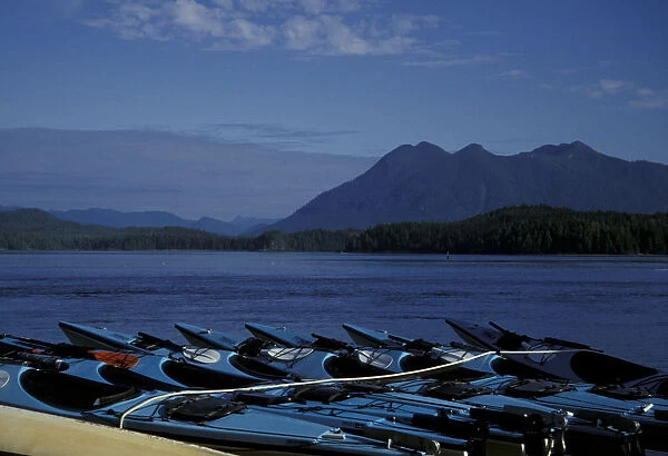 Canada, British Columbia, Vancouver Island Tofino Kayaks on beach
