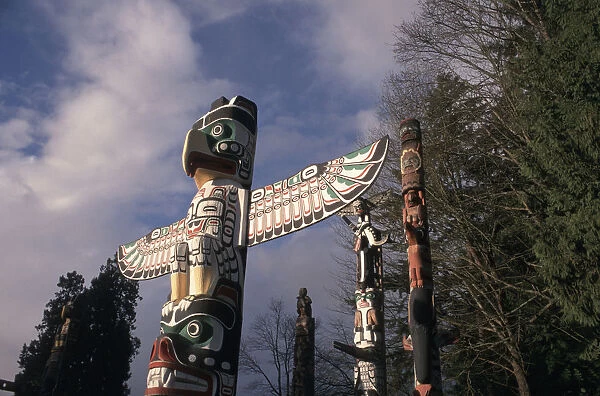 Canada, British Columbia, Vancouver Native American totem poles at Stanley Park