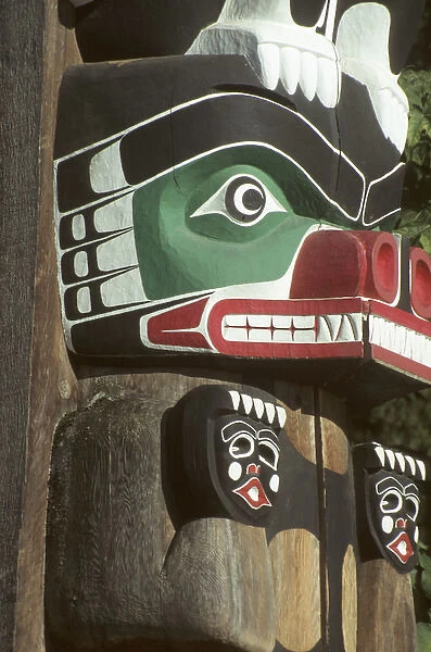 Canada, British Columbia, Vancouver Detail of totem in Stanley Park