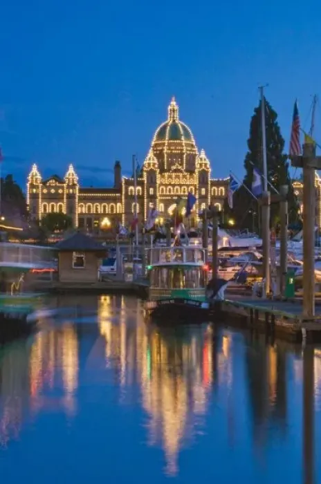 Framed Print : Canada, British Columbia, Victoria, Inner Harbour at Dusk