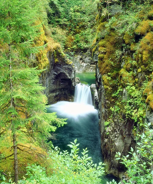 Canada, British Columbia, A Waterfall on the Little Qualicum River on Vancouver Island