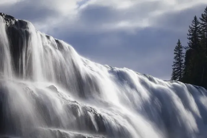Framed Print : Canada, British Columbia, Wells Gray Provincial Park. Sunlight on Dawson Falls. Credit as Framed Print : Canada, British Columbia, Wells Gray Provincial Park. Sunlight on Dawson Falls. Credit as