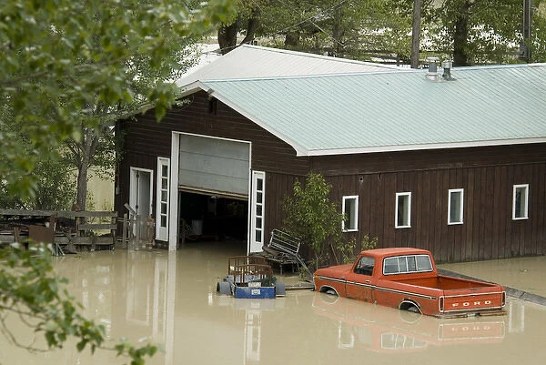 Canada: British Columbia, west of Golden, Columbia River flooding from melting snow pack