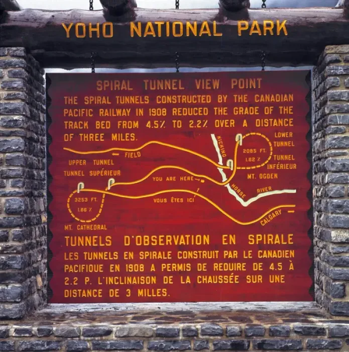 Framed Print : Canada, British Columbia, Yoho NP. Spiral Tunnel Viewpoint sign shows the details Framed Print : Canada, British Columbia, Yoho NP. Spiral Tunnel Viewpoint sign shows the details