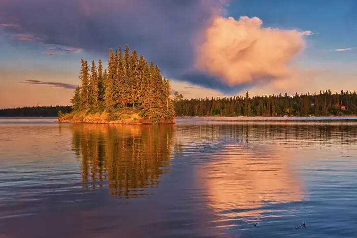 Framed Print : Canada, Manitoba, Paint Lake Provincial Park. Island on Paint Lake at sunrise Framed Print : Canada, Manitoba, Paint Lake Provincial Park. Island on Paint Lake at sunrise