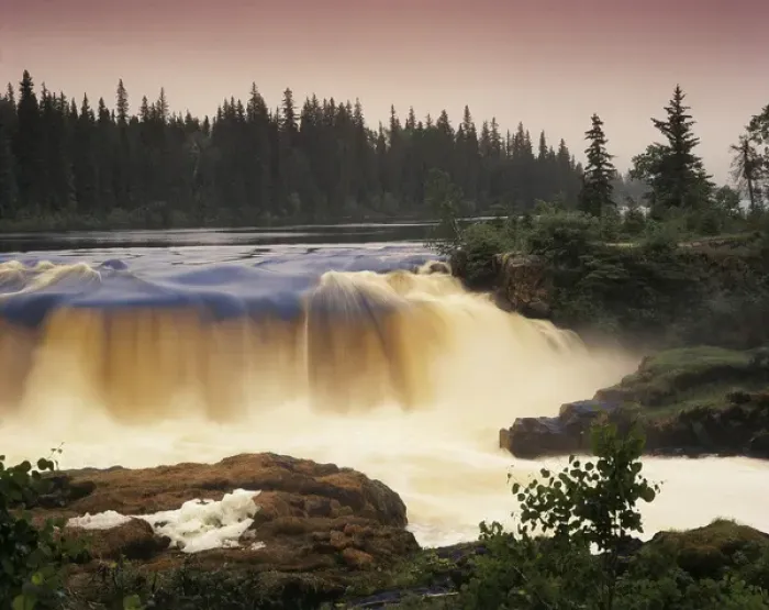 Framed Print : Canada, Manitoba, View of Pisew Falls Framed Print : Canada, Manitoba, View of Pisew Falls