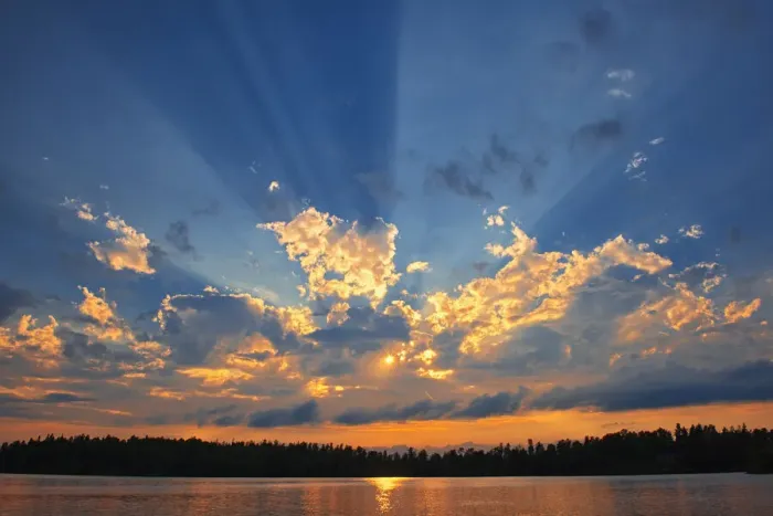Framed Print : Canada, Manitoba, Whiteshell Provincial Park, Crepuscular rays over Star Lake Framed Print : Canada, Manitoba, Whiteshell Provincial Park, Crepuscular rays over Star Lake