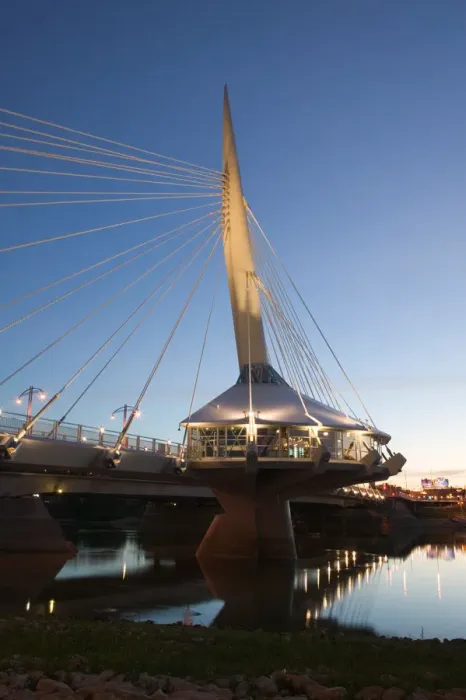 Framed Print : CANADA-Manitoba-Winnipeg: Esplanade Riel Pedestrian Bridge / Dawn Framed Print : CANADA-Manitoba-Winnipeg: Esplanade Riel Pedestrian Bridge / Dawn