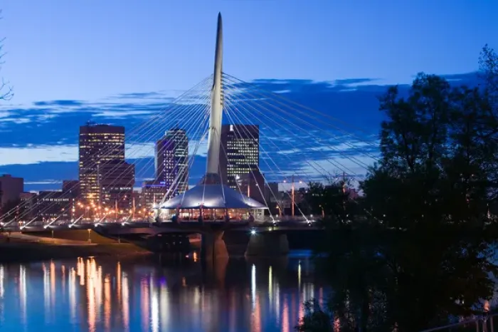 Framed Print : CANADA-Manitoba-Winnipeg: Esplanade Riel Pedestrian Bridge / Evening Framed Print : CANADA-Manitoba-Winnipeg: Esplanade Riel Pedestrian Bridge / Evening