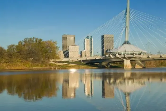 Framed Print : CANADA-Manitoba-Winnipeg: Esplanade Riel Pedestrian Bridge / Morning Framed Print : CANADA-Manitoba-Winnipeg: Esplanade Riel Pedestrian Bridge / Morning