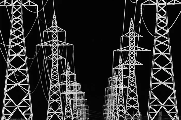 Framed Print : Canada, Manitoba, Winnipeg. Hydro-electric towers in black and white Framed Print : Canada, Manitoba, Winnipeg. Hydro-electric towers in black and white
