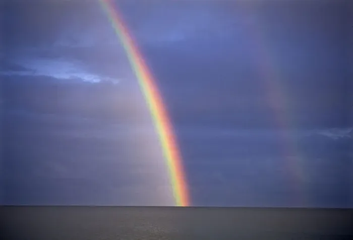 Framed Print : Canada, Manitoba, Winnipeg. Rainbow on Lake Winnipeg after storm