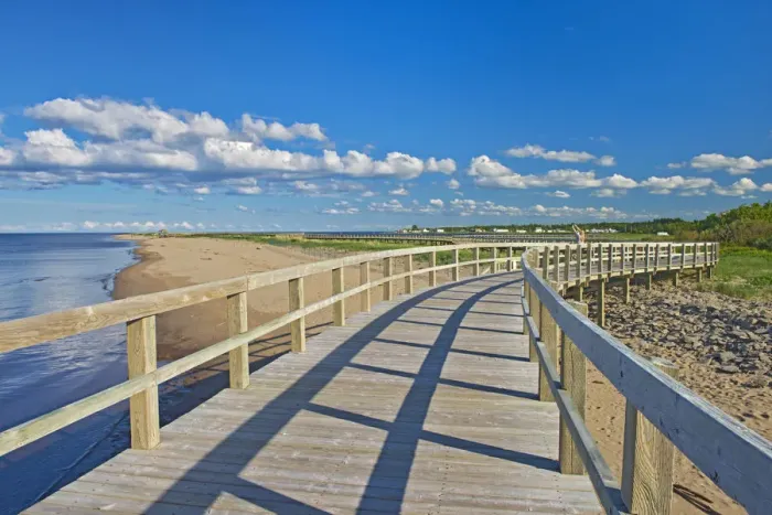 Framed Print : Canada, New Brunswick, Bouctouche. Boardwalk next to ocean