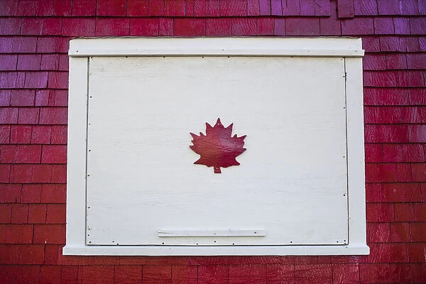 Canada, New Brunswick, Campobello Island, Welshpool, house with Canadian Maple Leaf
