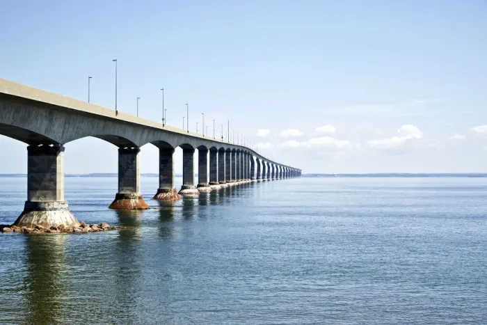 Framed Print : Canada, New Brunswick. Confederation Bridge along the Trans-Canada Highway