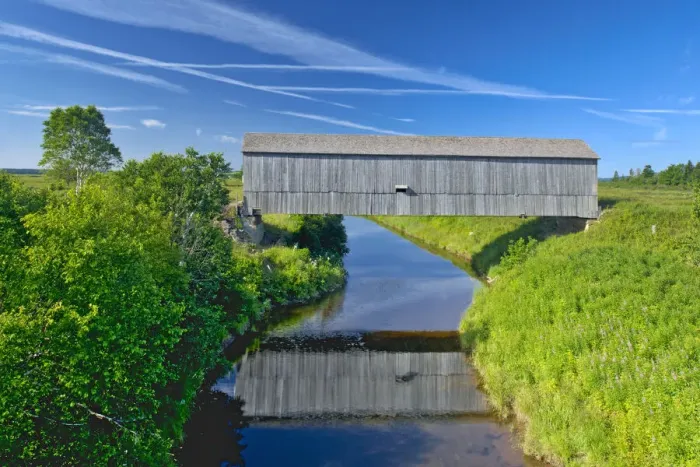 Framed Print : Canada, New Brunswick, Riverside-Albert. Sawmill Creek covered bridge Framed Print : Canada, New Brunswick, Riverside-Albert. Sawmill Creek covered bridge
