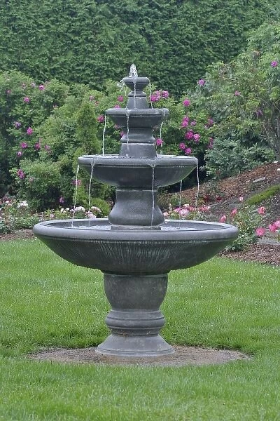 Canada, New Brunswick, St Andrews. A fountain at KIngsbrae Garden