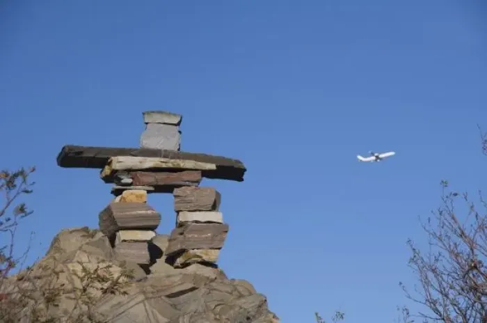 Framed Print : Canada, Newfoundland, St. John s. Inukshuk (to act the same way as a human)