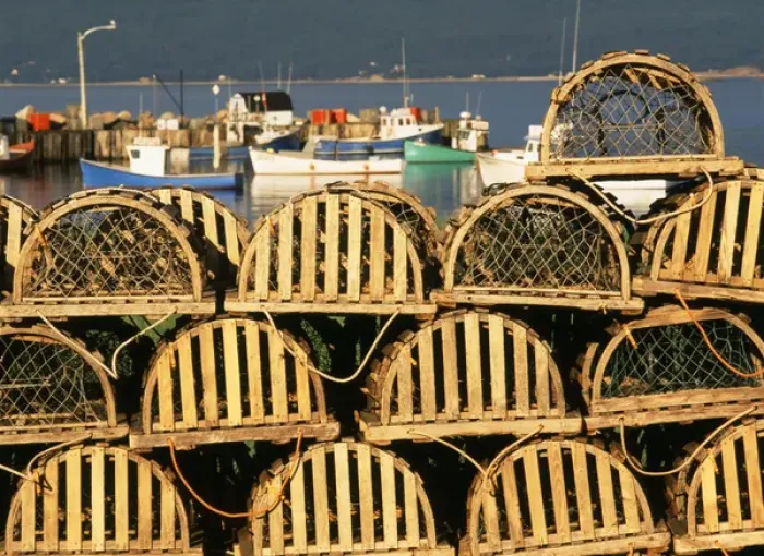 Framed Print : Canada, Nova Scotia, Cape Breton, Stack of lobster traps at Neils Harbour Framed Print : Canada, Nova Scotia, Cape Breton, Stack of lobster traps at Neils Harbour