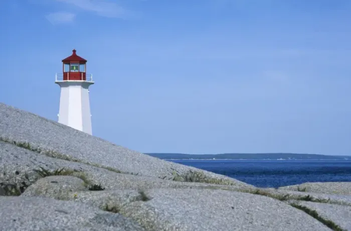 Framed Print : Canada, Nova Scotia, Early morning at Peggys Cove light Framed Print : Canada, Nova Scotia, Early morning at Peggys Cove light