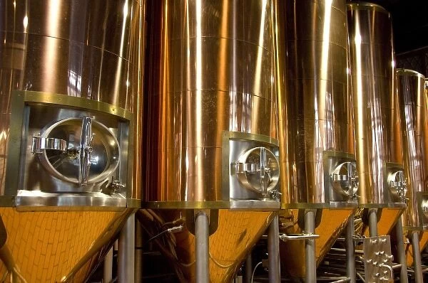 Canada, Nova Scotia, Halifax. Alexander Keiths Nova Scotia Brewery, copper tanks