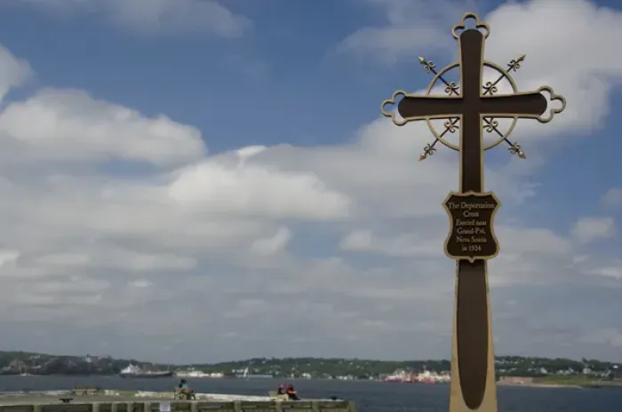 Framed Print : Canada, Nova Scotia, Halifax. Waterfront area, the Deportation Cross erected in 1924 Framed Print : Canada, Nova Scotia, Halifax. Waterfront area, the Deportation Cross erected in 1924