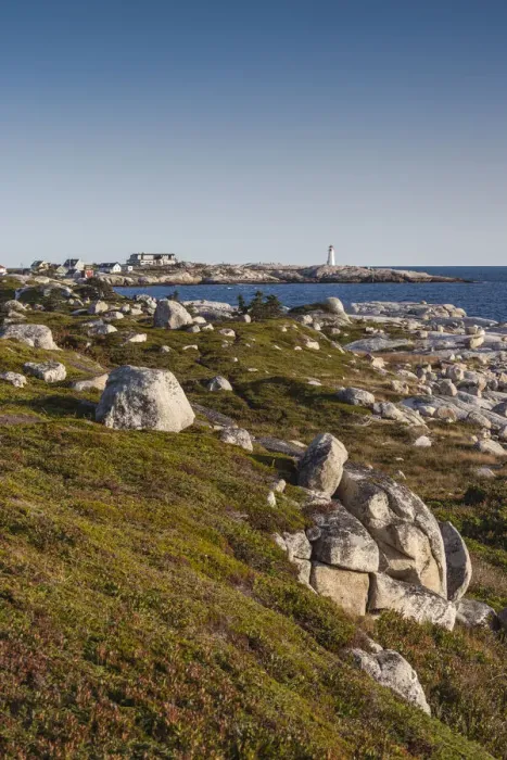Framed Print : Canada, Nova Scotia, Peggys Cove. Fishing village and lighthouse