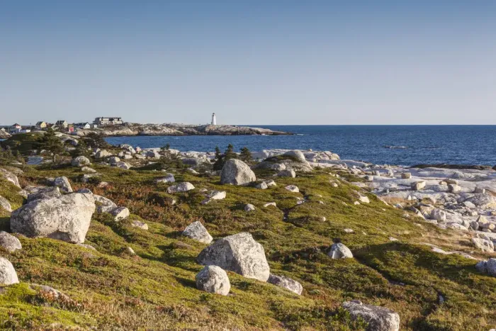Framed Print : Canada, Nova Scotia, Peggys Cove. Fishing village and lighthouse