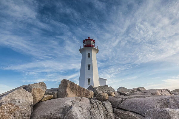 Canada, Nova Scotia, Peggys Cove. Fishing village and Peggys Point Lighthouse