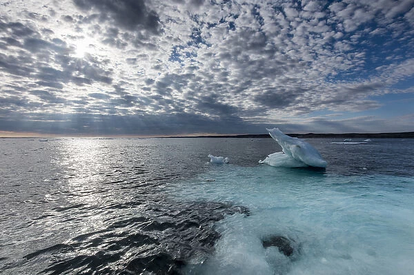 Canada, Nunavut Territory, Ukkusiksalik National Park, Melting iceberg floating in