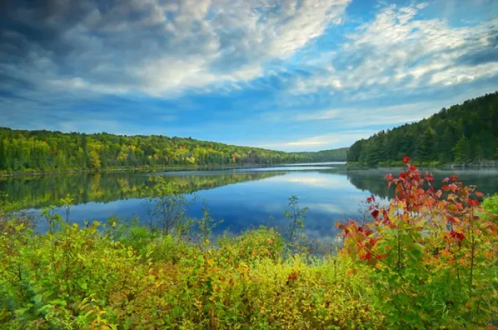 Framed Print : Canada, Ontario, Algonquin Provincial Park. Landscape of Costello Lake. Credit as Framed Print : Canada, Ontario, Algonquin Provincial Park. Landscape of Costello Lake. Credit as
