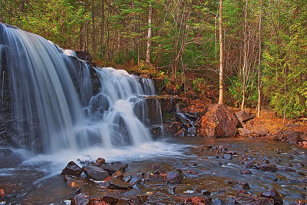 Canada, Ontario, Ignace. Raleigh Falls and forest landscape