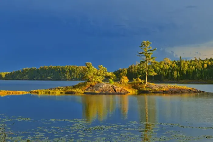 Framed Print : Canada, Ontario, Kenora District. Forest autumn colors reflect on Middle Lake at sunset Framed Print : Canada, Ontario, Kenora District. Forest autumn colors reflect on Middle Lake at sunset