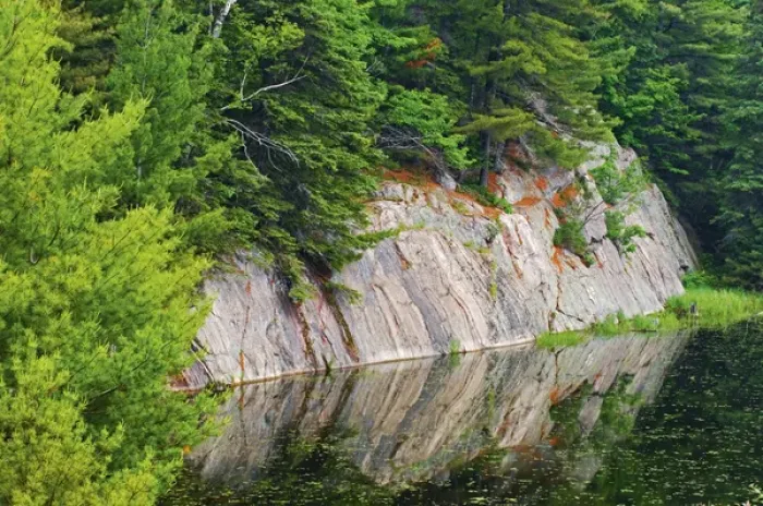 Framed Print : Canada, Ontario, Killarney District. Granite reflected in water Framed Print : Canada, Ontario, Killarney District. Granite reflected in water
