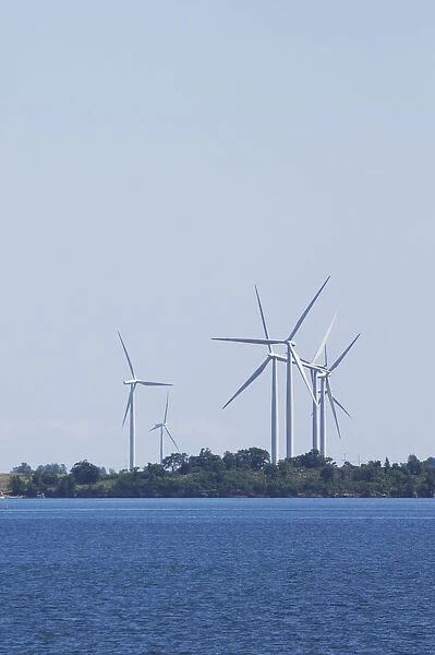 Canada, Ontario, Kingston. Wind turbines on Wolf Island located on Lake Ontario
