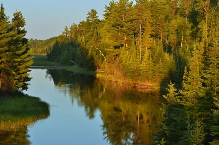 Framed Print : Canada, Ontario, Lake of the Woods. Sun setting on water at Reed Narrows. Credit as Framed Print : Canada, Ontario, Lake of the Woods. Sun setting on water at Reed Narrows. Credit as