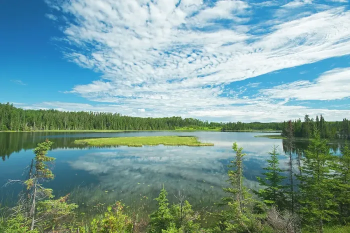 Framed Print : Canada, Ontario, Longlac. Clouds and wetland in a boreal forest Framed Print : Canada, Ontario, Longlac. Clouds and wetland in a boreal forest
