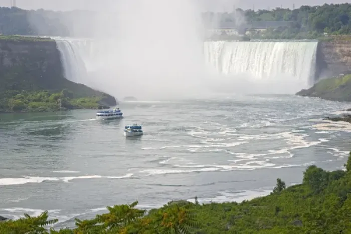 Framed Print : Canada, Ontario, Niagara Falls. Maid of the Mist and another sightseeing boat with Framed Print : Canada, Ontario, Niagara Falls. Maid of the Mist and another sightseeing boat with